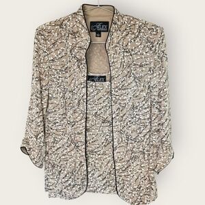 Alex Evenings Womens Jacket‎ & Tank Neutral Print Beaded Sparkle Formal Occasion